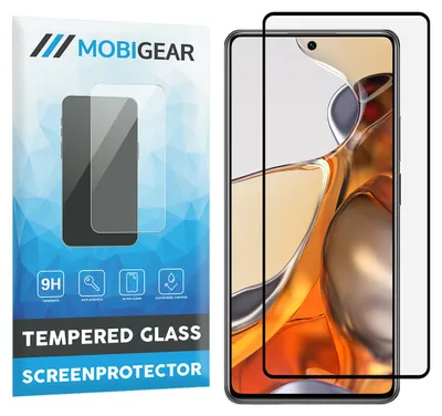 Produktbild von Mobigear Premium Displayschutzfolie für Xiaomi 11T Pro, gehärtetes Glas, Displayschutz - kompatibel mit Hüllen - Schwarz