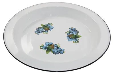 Produktbild von Blaubeeren Joghurt Emaille Tablett Serviertablett RUND 6 Liter ca 49 cm Durchmesser emalliert