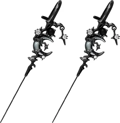 Produktbild von 1 Paar Ohrnadeln Myth of The Moon Punk Rock Dark Style Individuelle Piercing-Ohrringe Stern-Mond-Ohrmanschetten Club-Party-Schmuck