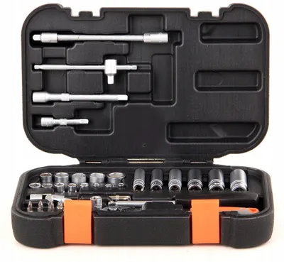 Produktbild von 42 Teilig Werkzeugset, Steckschlüsselsatz 1/4 ; 4 -14mm Knarrenkasten