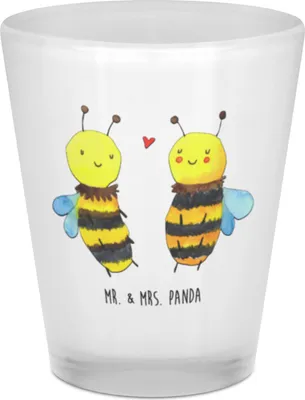 Produktbild von Mr. & Mrs. Panda Schnapsglas Biene Verliebt - Transparent - Geschenk, Shotglas, Likör Glas, Shot, Pinnchen, Gläschen