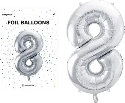Zdjęcie produktu dla Balon foliowy cyfra 8 srebrny 86 cm