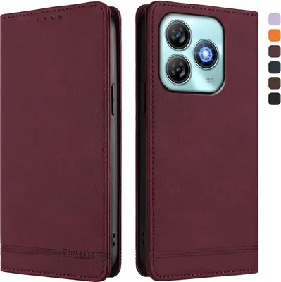Image de Etui pour ZTE Blade A75 4G, étui rétro en cuirPolyuréthaneavec support et fentes pour cartes de crédit Rouge