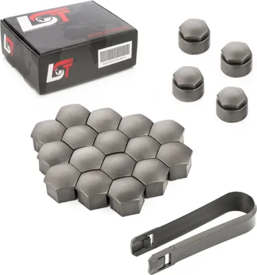 Produktbild von 20x Radschrauben Kappen Set 17 mm matt grau Diebstahlhemmend für VW SEAT SKODA