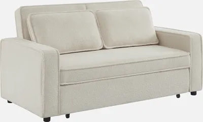 Immagine prodotto di sweeek - Divano letto a 3 posti con rivestimento bouclé bianco crema - Crema