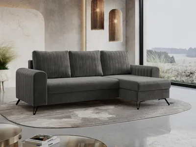 Produktbild von Ecksofa L-form, Bettsofa mit Schlaffunktion, zwei Bettkasten - AXEL - Grau