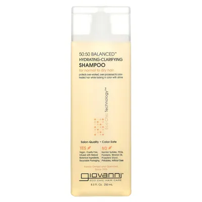 Produktbild von Giovanni 50:50 Balanced Hydrating-Clarifying Shampoo, 250 ml, Shampoo, Unisex, trockenes Haar, normales Haar, Hydratisierung, Feuchtigkeitsspendend, Schutz, Glanz, Pumpenflasche