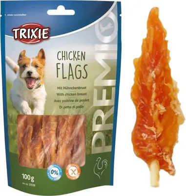Produktbild von Hundeleckerli Hähnchenbrust am Stiel Chicken Flags Trixie PREMIO 100g