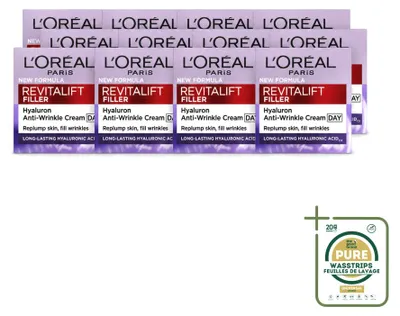 Produktbild von 12 x L'Oréal Paris Revitalift Filler Anti-Rimpel Dagcreme - 50 ml - Vorratspackung - 12 Stücke