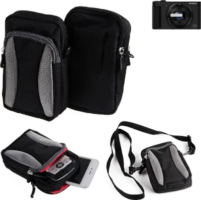 Produktbild von K-S-Trade Fototasche kompatibel mit Sony Cyber-shot DSC-HX80 Gürtel-Tasche Holster Umhänge Tasche Kameratasche, schwarz-grau Brust-Beutel