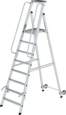 Produktbild von Guenzburger Steigtechnik MUNK 51088 Aluminium Stufen-Stehleiter fahrbar