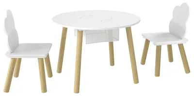 Produktbild von AIYAPLAY Kindertisch und Stühle mit Aufbewahrung, Weiß