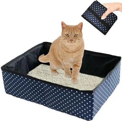 Productafbeelding van Draagbare kattendoos - waterdicht en gemakkelijk schoon te maken - blauw