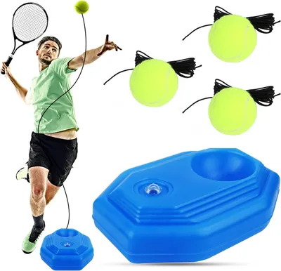 Produktbild von Tragbarer Tennistrainer mit 3 Rebound-Bällen, praktisches Selbsttrainingsgerät