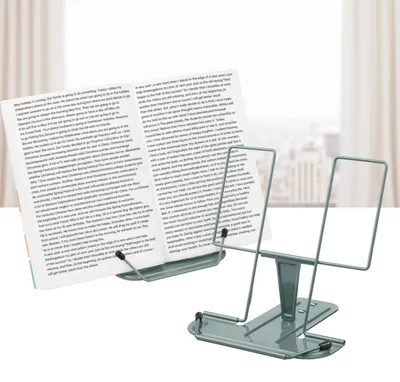 Imagen del producto de 2 soportes para libros con marco metálico, soportes ajustables multifuncionales, ideales para libros, revistas, menús, iPads, libros de cocina, notas, oficinas, escuelas y estudiantes