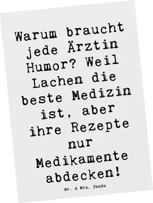 Produktbild von Mr. & Mrs. Panda Postkarte Spruch Humorvolle Ärztin - Weiß - Geschenk, Ansichtskarte, Berufspassion, Operationssaal, Berufsliebe, Diagnose, Ansichtskarten, Mitgefühl