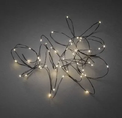 Produktbild von LED Tropfenlichterkette 50er warmweiß / schwarzfarbener Draht innen 6386-100