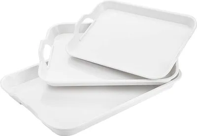 Produktbild von Famanu Melamin-Tablett 3er-Set mit Griffen - Weiß, verschiedene Größen