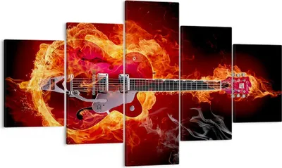 Produktbild von Bild auf Leinwand - Leinwandbild - Instrument Flammen Saiten - 125x70cm - Wand Bild - Wanddeko - Leinwanddruck - Bilder - Kunstdruck - Wanddekoration - Leinwand bilder - Wandkunst - EA125x70-0201