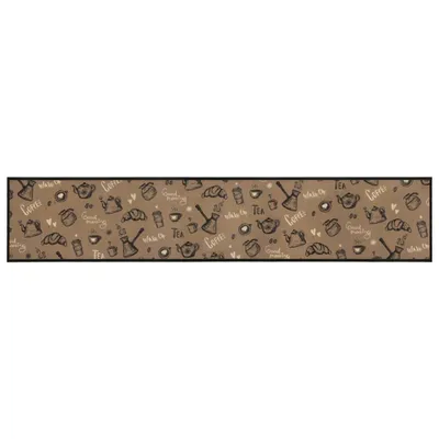 Zdjęcie produktu dla vidaXL Dywanik kuchenny zmywalny rano brązowy 60x300 cm aksamitny