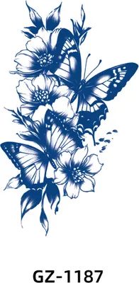 Immagine prodotto di INF Adesivo temporaneo per tatuaggi, motivo floreale blu 4