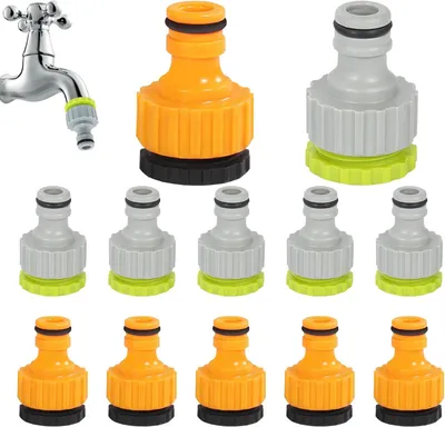 Imagen del producto de Juego de adaptadores para grifos, de 12 piezas, 2 en 1, de 1/2 y 3/4 de pulgada, para riego de jardines