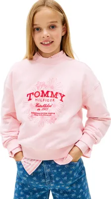 Produktbild von Tommy Hilfiger Mädchen Sweatshirt Flock Flower mit Rundhalsausschnitt, Rosa (Duc