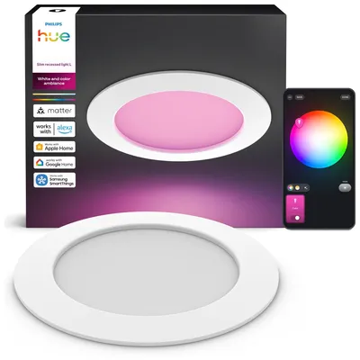 Produktbild von Philips Hue White and Color ambiance Slim Einbauleuchte, 170 mm, Bluetooth/Zigbee, Weiß, LED, Polycarbonat (PC), Multi, 1000 K