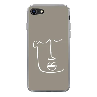 Produktbild von MuchoWow® Handyhülle Schutzhülle Hülle für iPhone 8 Lippen - Abstrakt - Strichzeichnung Silikon Softcase Handy Hülle - Schutzhaube