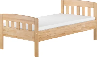 Produktbild von Stabiles Buchen-Einzelbett Seniorenbett in zeitlosem Stil 100x200 mit wählbarem Zubehör V-60.76-10Federholzrahmen und Matratze inkl.