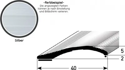 Produktbild von Ausgleichsprofil / Anpassungsprofil "Creston",  Ausgleich: 2 - 16 mm, 40 mm breit, Aluminium eloxiert, gebohrt / selbstklebend-silber-2700-selbstklebend
