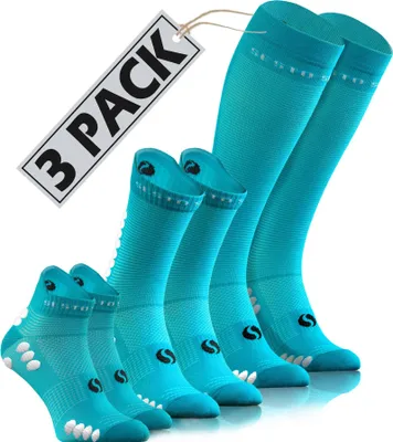 Produktbild von Sesto Senso Sportsocken 3 Paar – atmungsaktiv und elastisch, Sneakersocken, Wadensocken und Kompressionsstrümpfe - Größe 39-42, Türkis