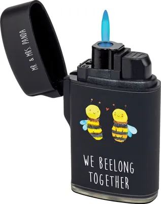 Produktbild von Mr. & Mrs. Panda sturmfeuerzeug Biene Verliebt - Schwarz - Geschenk, anzünder, Gasfeuerzeug, Feuerzeug, Zünder, zigarettenanzünder