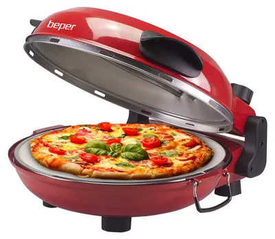 Pizzaofen 1200 W, 400 °C, Timer, 31 cm, Rot