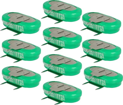 Produktbild von vhbw 10x NiMH Ersatz Knopfzellen-Akku Typ 1/V150H 3-Pins 150mAh 1,2V kompatibel mit Modellbau-Akkus, Solar-Leuchten uvm.