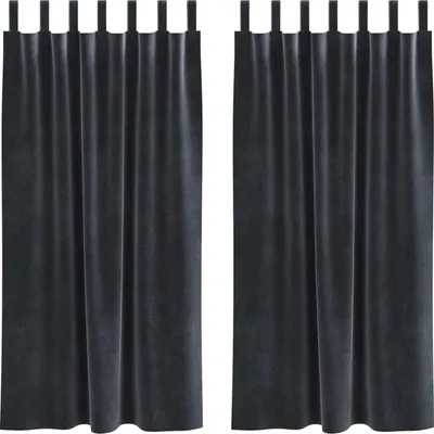 Produktbild von vidaXL Verdunkelungsvorhänge 2 stk. Dunkelgrau 140 x 175 cm Samt