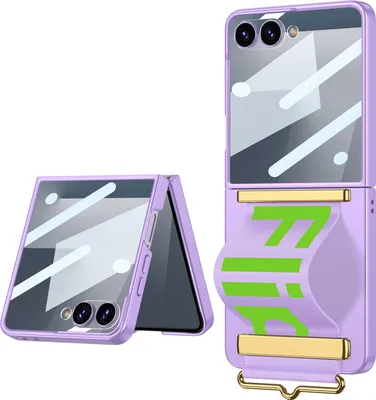 Image de Étui ultrafin pour Samsung Galaxy Z Flip 7 avec protection de la charnière, petite protection d'écran et sangle Violet