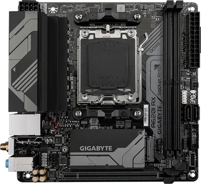 Produktbild von Gigabyte A620I AX 1.0, AMD, Buchse AM5, DDR5-SDRAM, 96 GB, DIMM, Zweikanalig