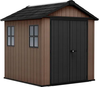 Produktbild von Keter NEWTON+ 757/775, Kunststoff-Schuppen, A-Rahmendach, Schwarz, Braun, 4,04 m², 2300 mm