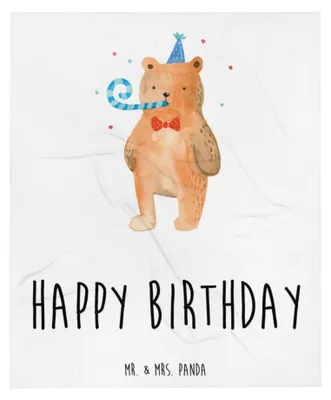 Produktbild von Mr. & Mrs. Panda Bettüberwurf Bär Geburtstag - Weiß - Geschenk, Winterdecke, Teddy, Decke, Alles Gute, Happy Birthday, Warme, Tagesdecke, Kuscheldecke, Schlafdecke