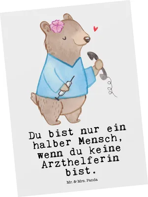 Produktbild von Mr. & Mrs. Panda Postkarte Arzthelferin Herz - Weiß - Geschenk, MFA, bildkarte, Krankenhaus, Spruch, Postkarten, Arztpraxis, Ansichtskarte, Ausbildung, Krankgeschrieben