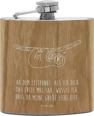 Produktbild von Mr. & Mrs. Panda Flachmann Faultier Kind - Transparent - Geschenk, Liebe, spirituosenflasche, edelstahl, Mama, Baby, Aus, taschenflasche, Deko, feldflasche, Spaß