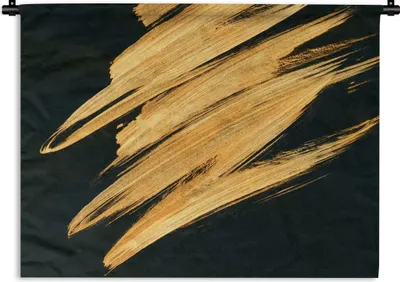 Produktbild von MuchoWow® Wandteppich Wandbehang Gold - Farbe - Streifen - Luxus - Abstrakt 150x112.50 cm Tapisserie Dekoration Wandtuch - Wanddecke - Wandteppiche