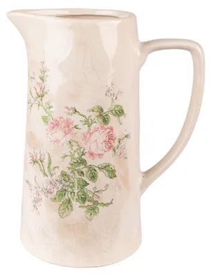 Produktbild von Clayre & Eef Dekorative Kanne 21x15x25 cm Rosa Beige Keramik Blumen