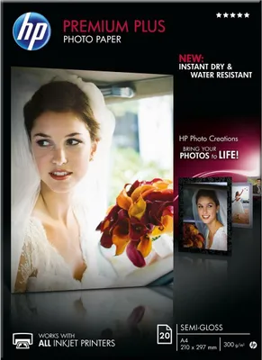 Immagine prodotto di HP Premium Plus Semi-gloss Photo Paper-20 sht/A4/210 x 297 mm, 300 g/m2, CR673A