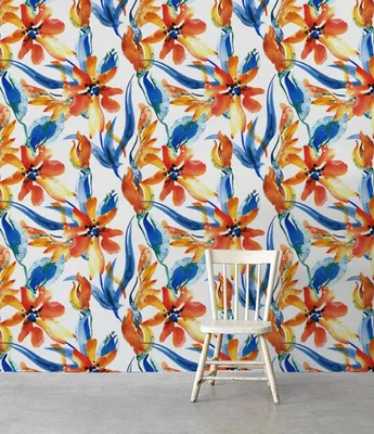 Produktbild von Coloray Fototapete 312x219 cm Latextapete Magicstick - Sonnige blauensvolle Blumenorange