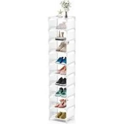Image de Rangement à 10 étagères pour chaussures - Organisateur pouvant accueillir 10 paires de chaussures - Empilable pour étagère à chaussures - Idéal pour l'entrée, l'armoire, la chambre à coucher, le garage