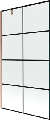 Produktbild von Mexen Next Duschwand, 1-flügelig 100 x 150 cm, schwarzes Muster, gebürstetes Kupfer - 895-100-000-00-77-65