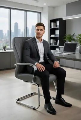 Produktbild von Design Bürostuhl Grau Mit Diamantmuster und Kunstlederpolsterung