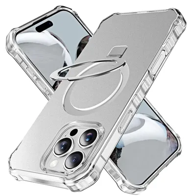 Obrázek produktu pro Pro Apple iPhone 16 Pro Jednobarevné pouzdro MagSafe Ring Design Silver
